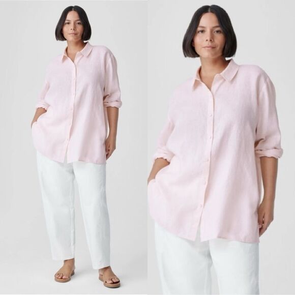 Eileen Fisher Organic Linen button down shirt - Picture 1 of 8